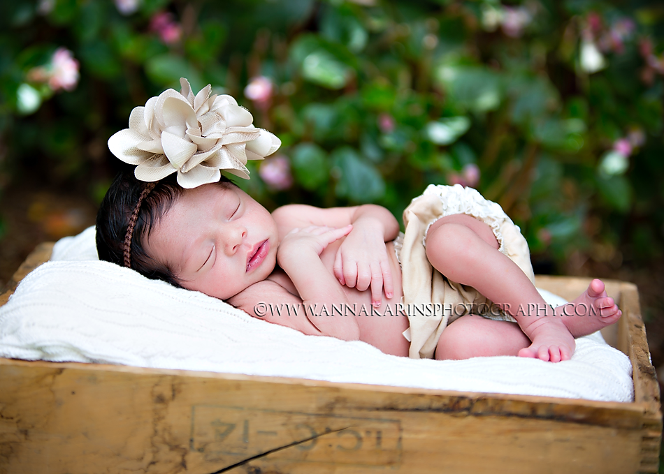 Sleeping Beauty Newborn Bary girl,  little baby sleeping outside in flowers